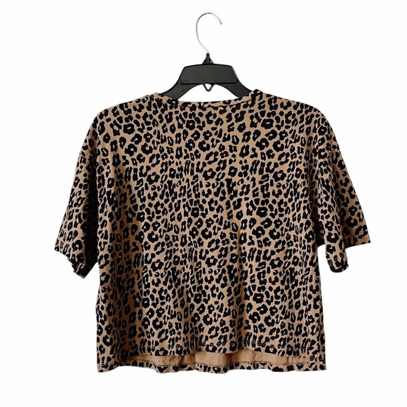 Wild Fable Leopard Print T-Shirt Women's Size S Brown Short Sleeve Boxy Top - Picture 3 of 7